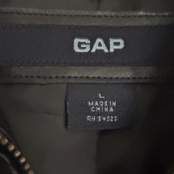 GAP Womens Black‎ Leather Jacket L - Picture 3 of 8